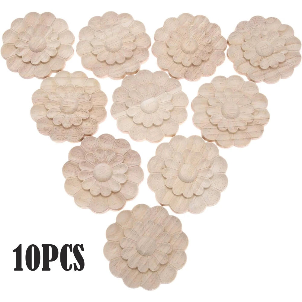 10pcs Unpainted Wood Rosettes for Door Wall Mirror