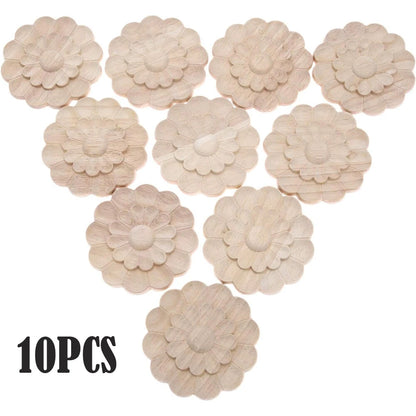 10pcs Unpainted Wood Rosettes for Door Wall Mirror