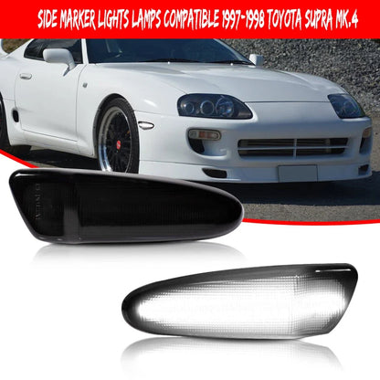 Smoked White LED Front Bumper Side Marker Lights for Toyota Supra (1997–1998)