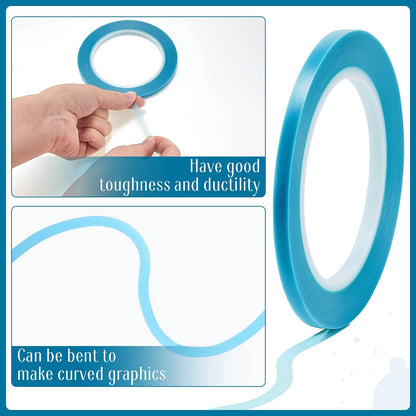5 Rolls of Vinyl Tape Masking 1/16 to 3/4 Inch - Blue