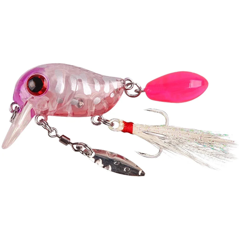 Set of 2 Fishing Lures 6g 8g 3.8cm 4.6cm with Feather Treble Hook for Bass