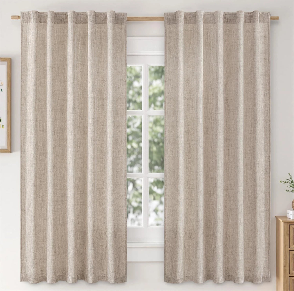 Pack of 2 Faux Linen Curtains 42"W x 63"L for Home Decor