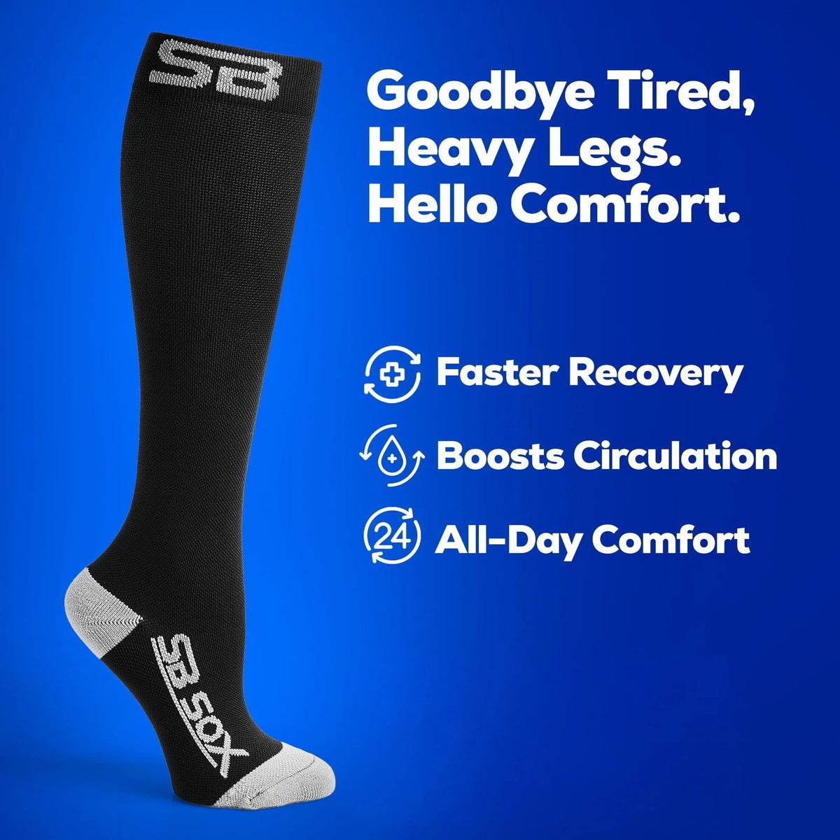 Compression Socks for Men & Women (15-20mmHg) – L/XL, Black/Gray