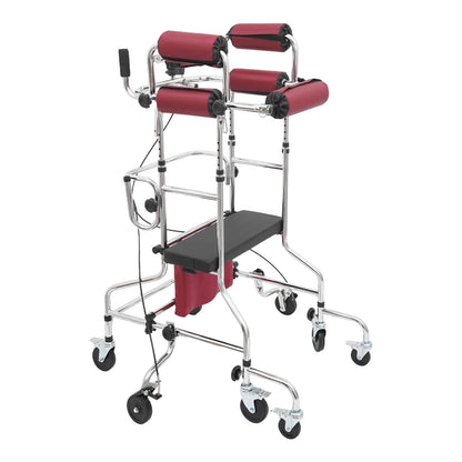 Adjustable Height Female Rolling Walker with 8 Wheels Mobility Aid