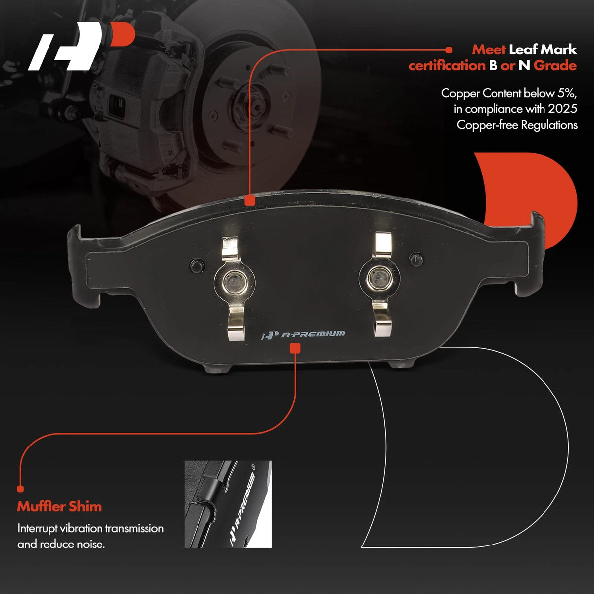 Set of 4 Front Ceramic Brake Pads for Mercedes-Benz E550 (2012–2014) P-1652