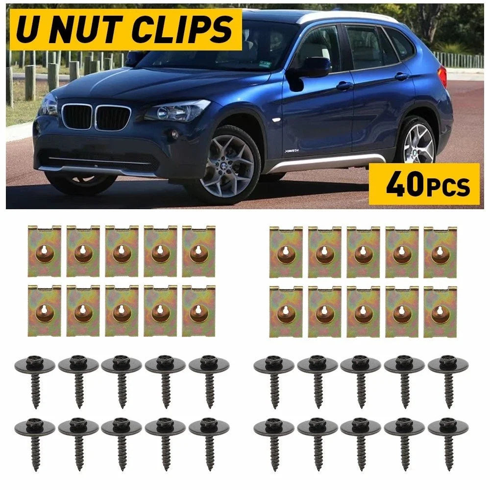 40X Fender Bumper Body Retainer U Nut Clips for Universal Cars