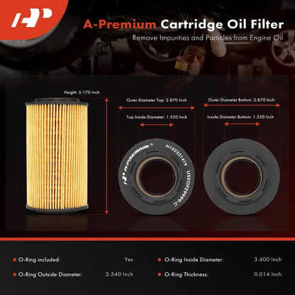 Set of 4 Engine Oil Filters for Hyundai Sonata (2006–2010) Kia Sorento (2007–2009)