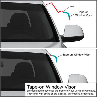 Set of 4 Tape-On Visors for Hyundai Tucson (2016–2021) Glossy Black Smoked Lens