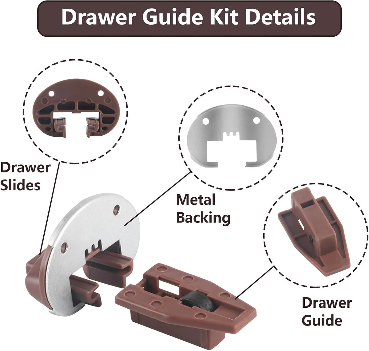 Set of 6 Dresser Drawer Slides for Kenlin Rite-Trak II