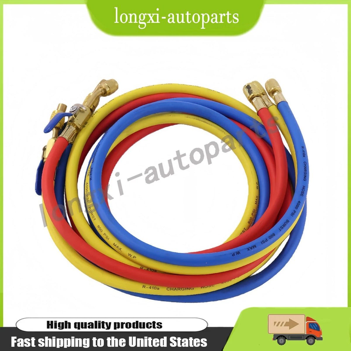 3-Pack 72" HVAC Charging Hose Set 1/4" for Automotive Applications