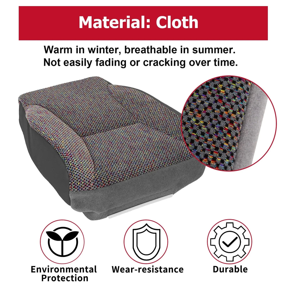 Driver Bottom Fabric Cloth Seat Cover for Dodge Ram 1500 2500 3500 (1998–2002)