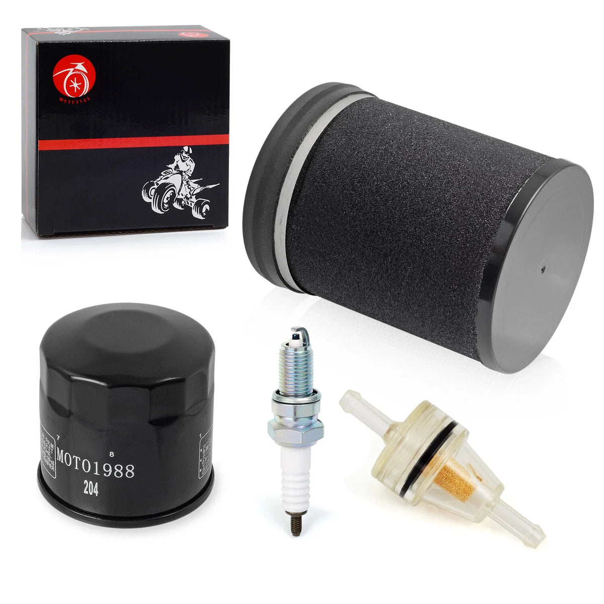 Air Filter, Oil Filter, Spark Plug Set for Kawasaki KVF360 Prairie 360 (2003–2013)