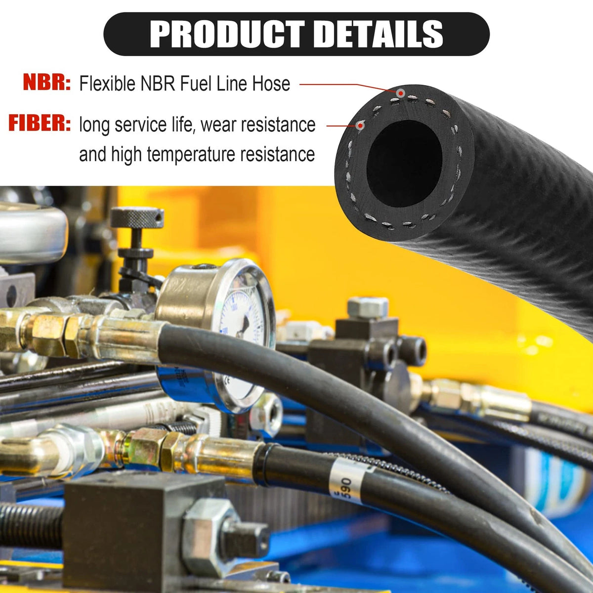 3/8 Inch Fuel Line Hose for - 10FT NBR Rubber