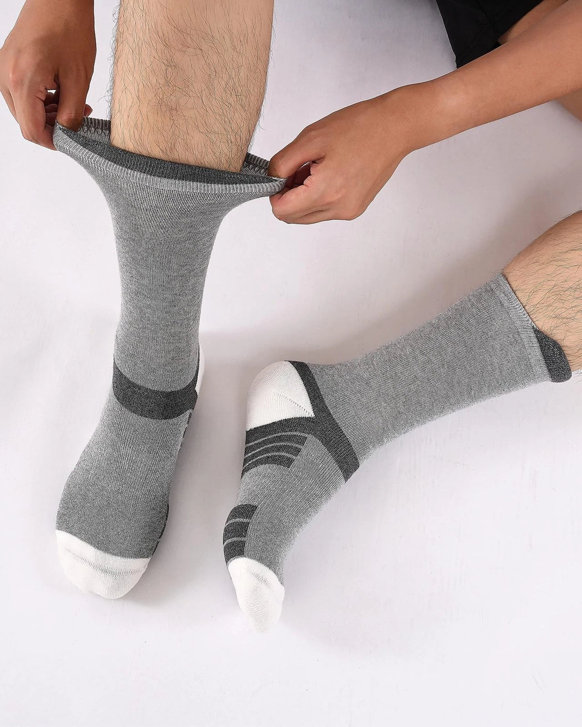 Set of 6 Men's Cotton Crew Work Boot Socks for Various Sizes (9-12)