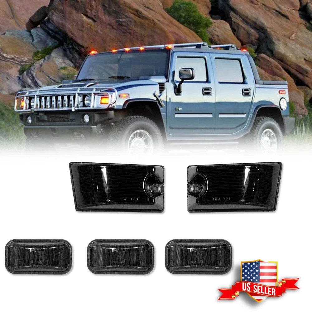 5x Smoked Roof Cab Marker Light Covers for Hummer H2/SUT (2003–2009)