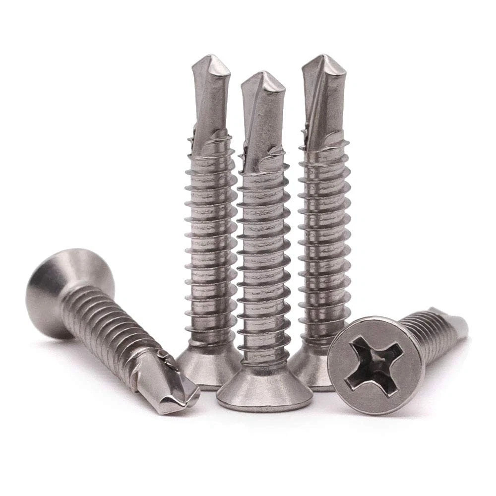 #14 x 1-1/2" Phillips Flat Head Stainless Sheet Metal Screws (Set of 50)