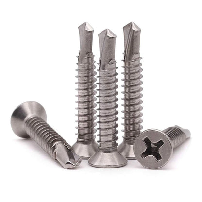 #14 x 1-1/2" Phillips Flat Head Stainless Sheet Metal Screws (Set of 50)