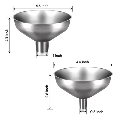Stainless Steel Funnel Set of 2 for Kitchen Filling (0.5-inch Narrow)