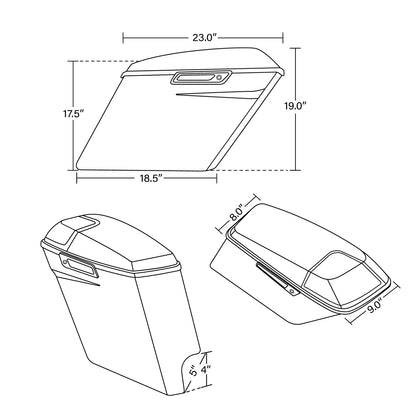 5" Saddlebags for Harley Touring (2014–2025) - Candy Cobalt / Indigo Ink