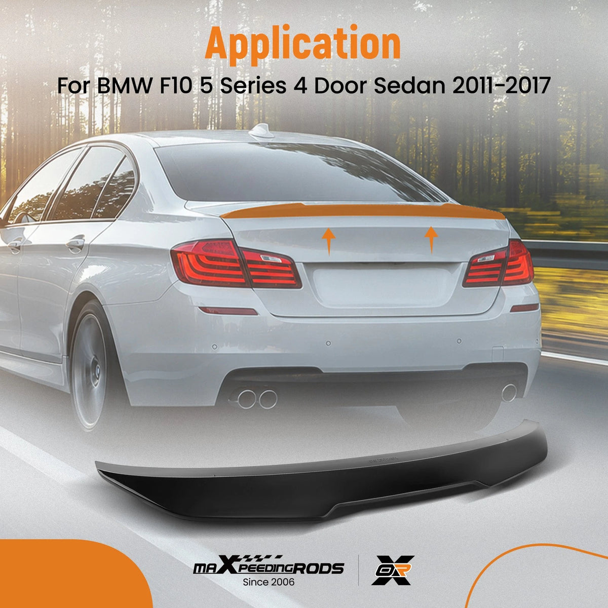 Trunk Spoiler for BMW 5 Series 520i/528i/535d/550i/M5 (2011–2017) HZUOSG Black