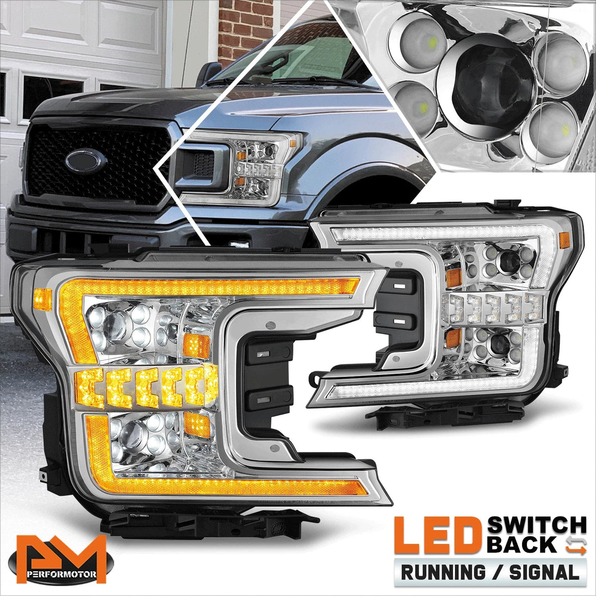 Full LED Switchback Turn Signal Projector Headlights for Ford F-150 (2018–2020)