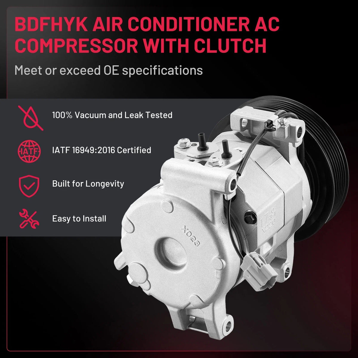 A/C Compressor with Clutch for Honda Accord 2003–2007 2.4L 38810RBA006 CO 28003C