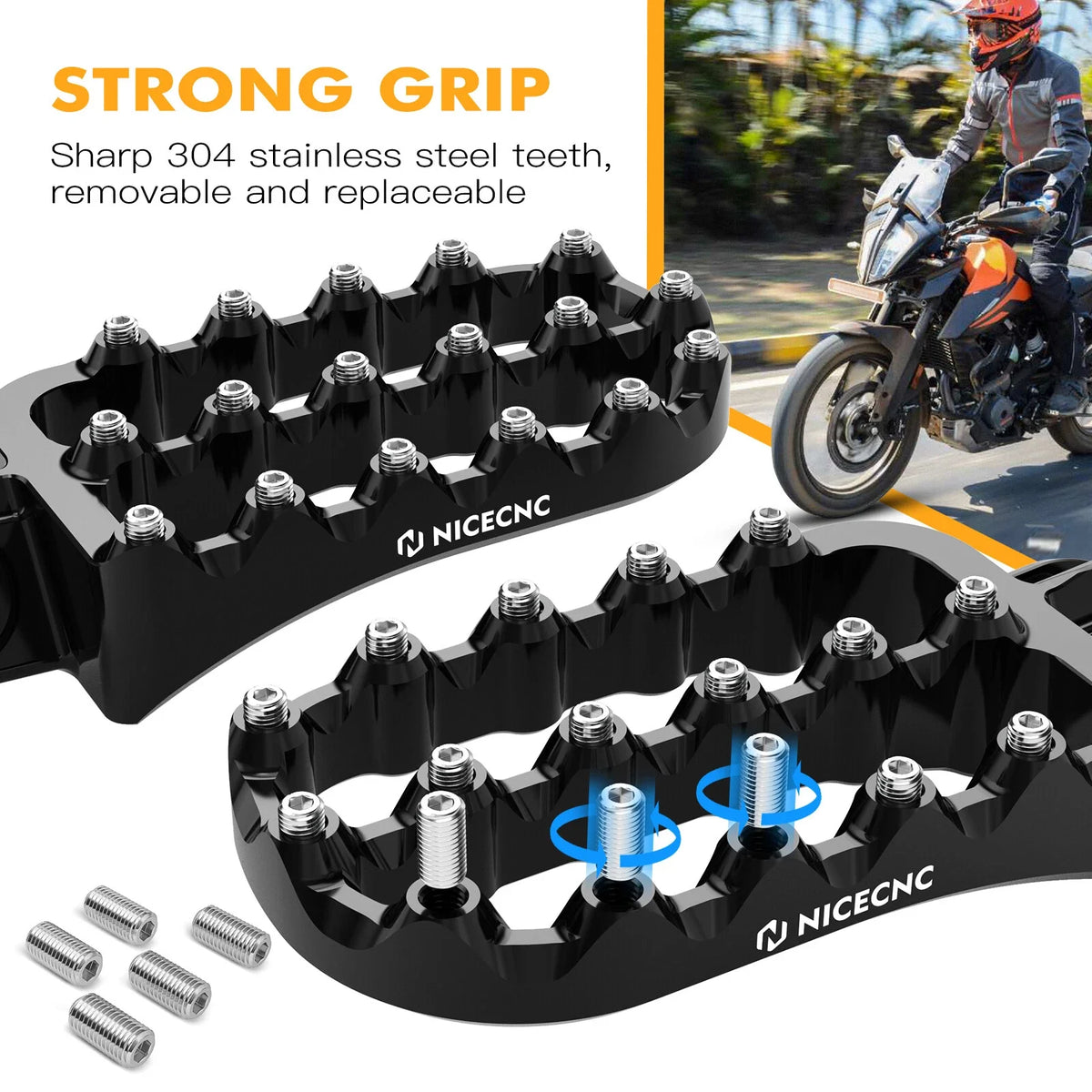 0° Enlarged Wide Fat Flat Foot Pegs for KTM 390 Adventure (2020–2024)