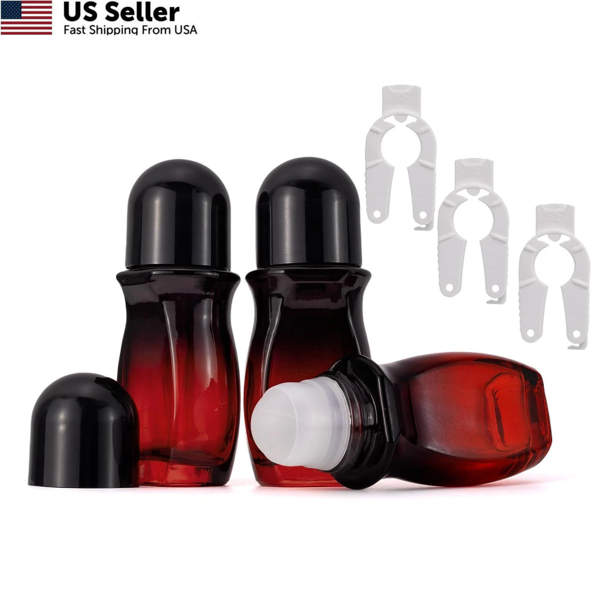 3-Pack Glass Deodorant Roller Bottles for Various Uses (50ML)