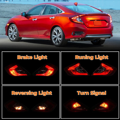 4X Tail Lights for Honda Civic 4-Door Sedan (2016–2021) Left+Right