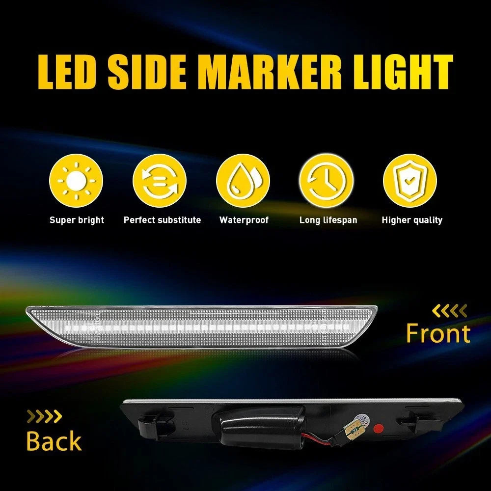 Plug & Play Clear Red LED Rear Bumper Side Marker Light for Ford Mustang (2015–up)