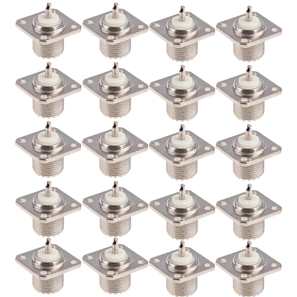 20PC UHF Female Jack SO-239 Bulkhead Panel Mount Connector