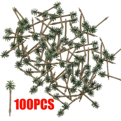 100Pcs 70mm Coconut Palm Trees for N or HO Scale Layout Model