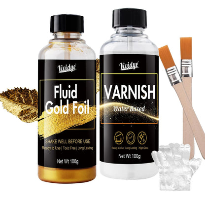 Metallic Gold Paint Kit, 7oz Water-Based Liquid Leaf for Automotive Use