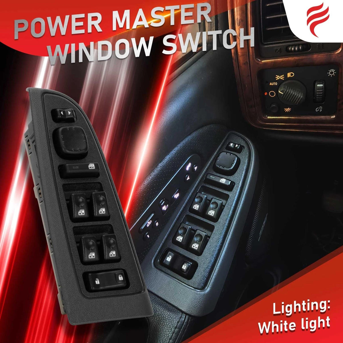 Power Window Switch & Bezel for Chevy GMC Cadillac (2003–2007)