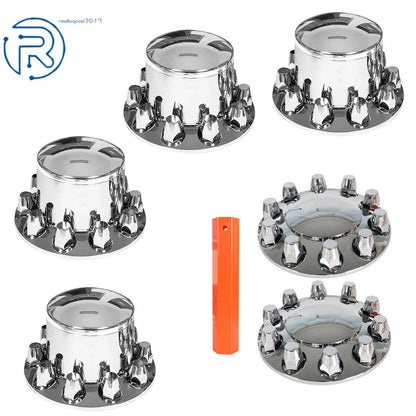 Semi Truck Wheel Kit Axle Cover for Front & Rear (33mm Chrome)