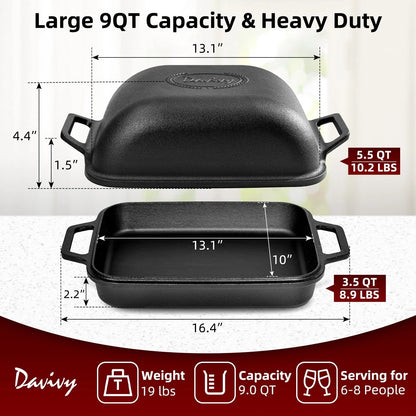 9QT Enameled Cast Iron Dutch Oven for Sourdough Baking