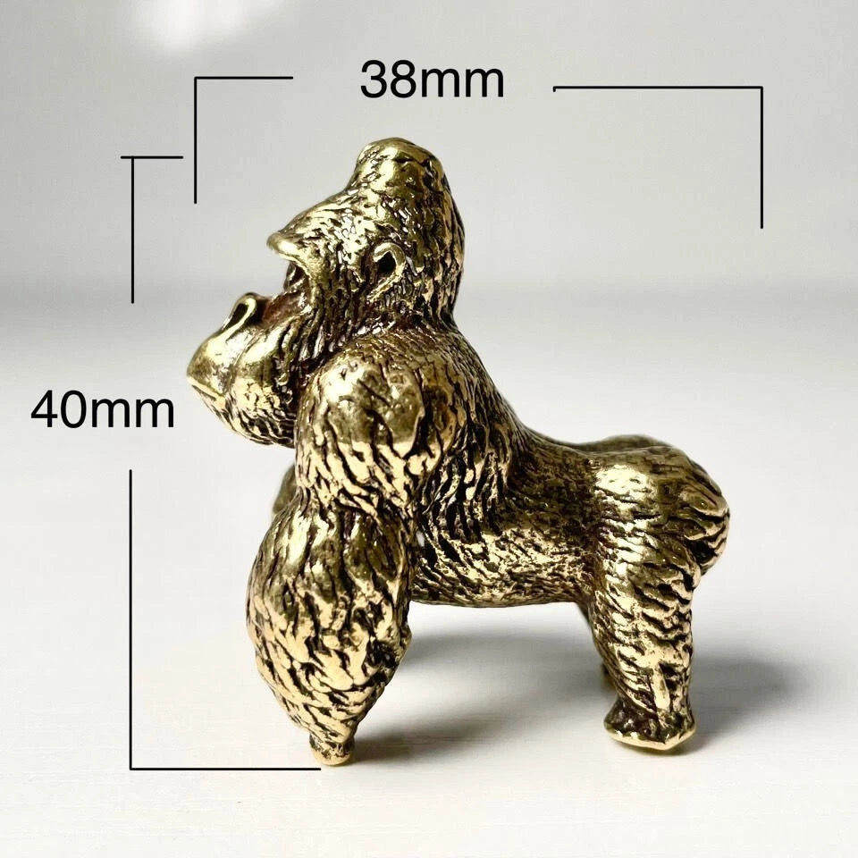 2Pcs Solid Brass Gorilla Figurine Statues for Home Ornaments