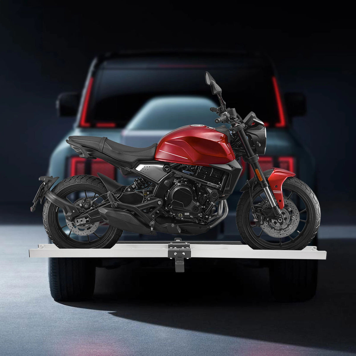 Hitch-mounted Carrier Motorcycle Bracket with Ramp for 500LBS Dirt Bike