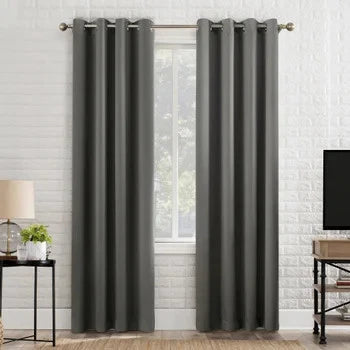 Pair of Sun Zero Broderick Theater Grade Blackout Curtains 52"x84" Gray