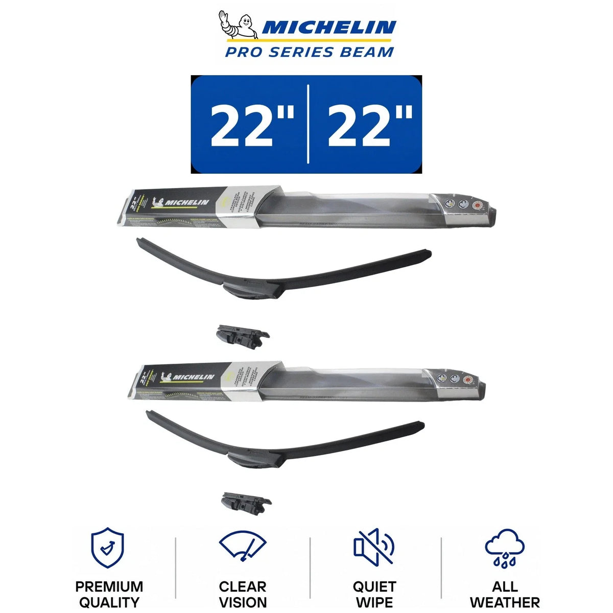 Set of 2 Michelin Pro Series Beam Wiper Blades for Audi S4 (1992–1994)