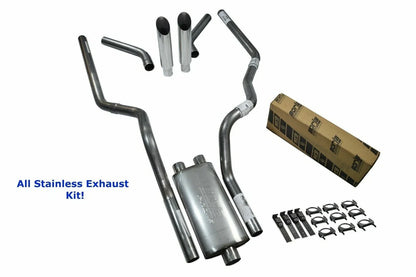 Dual Exhaust for Chevy GMC 1500 (1996–1999) - Stainless Steel Slash Tip
