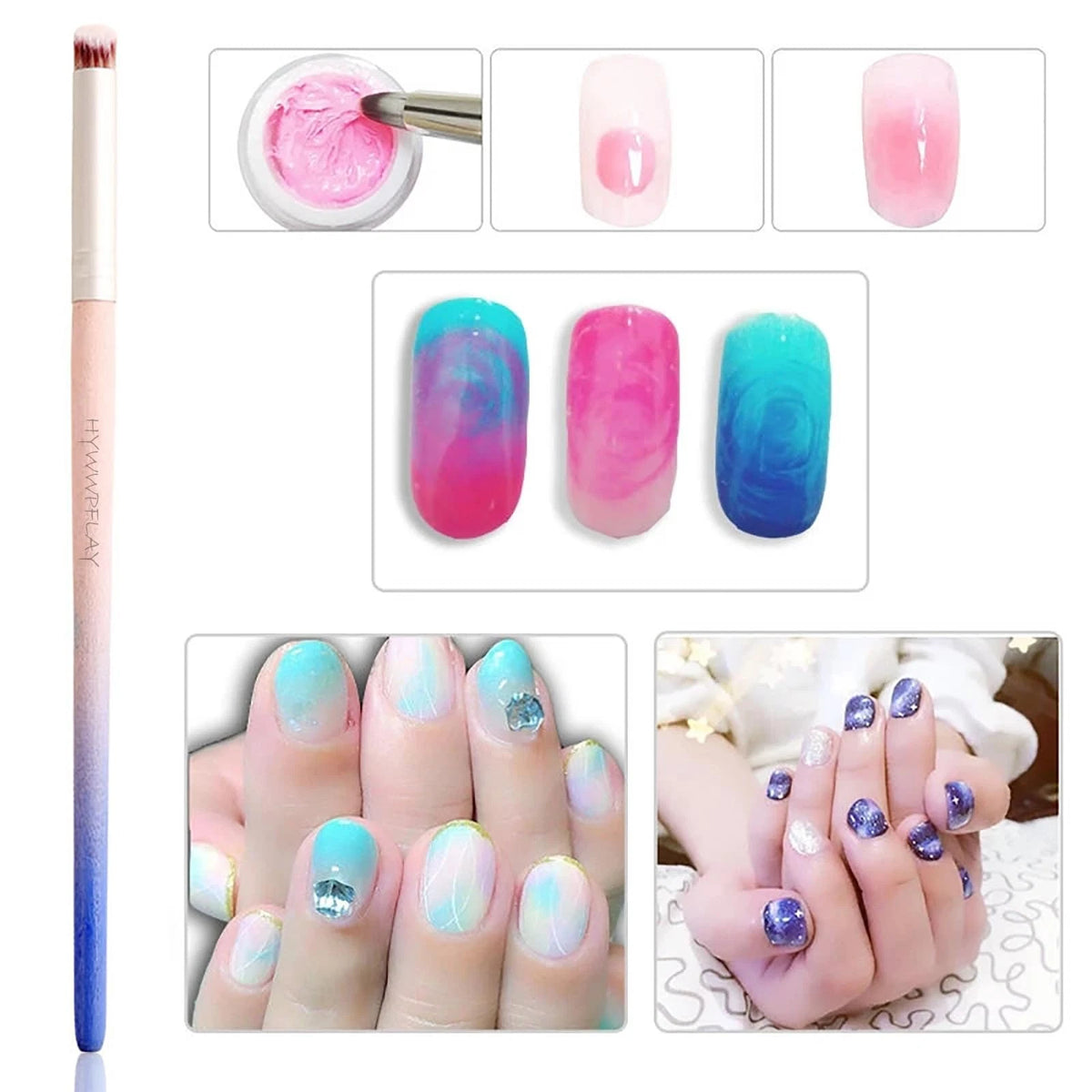 6X Ombre Nail Brush Set for Stylish Nail Art