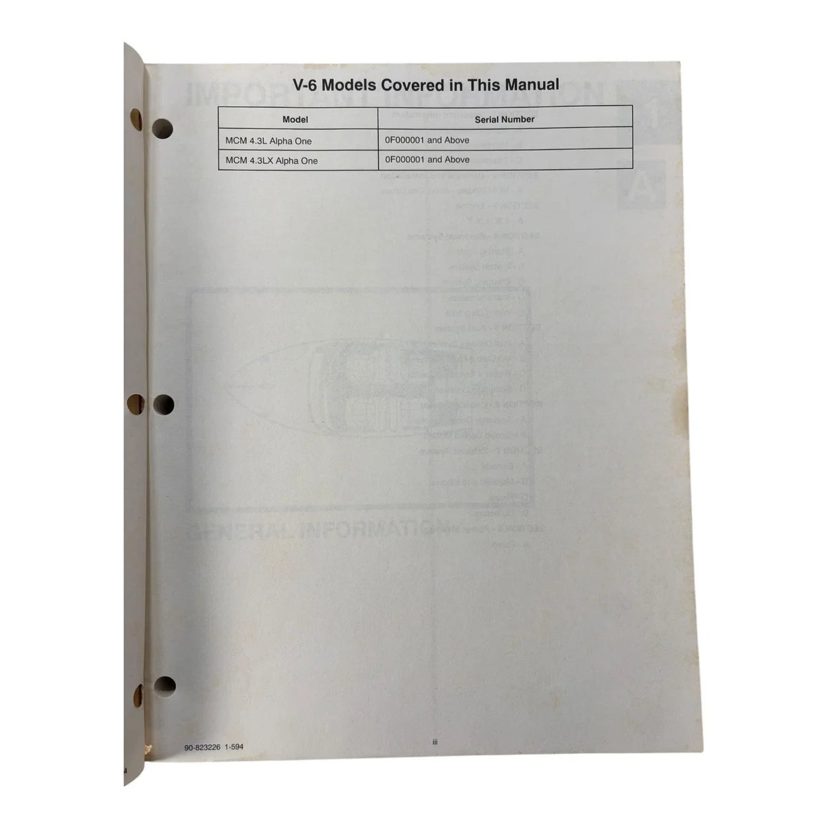 Service Manual #18 for MerCruiser GM V6 262 CID Gen 2 (1990–1996)