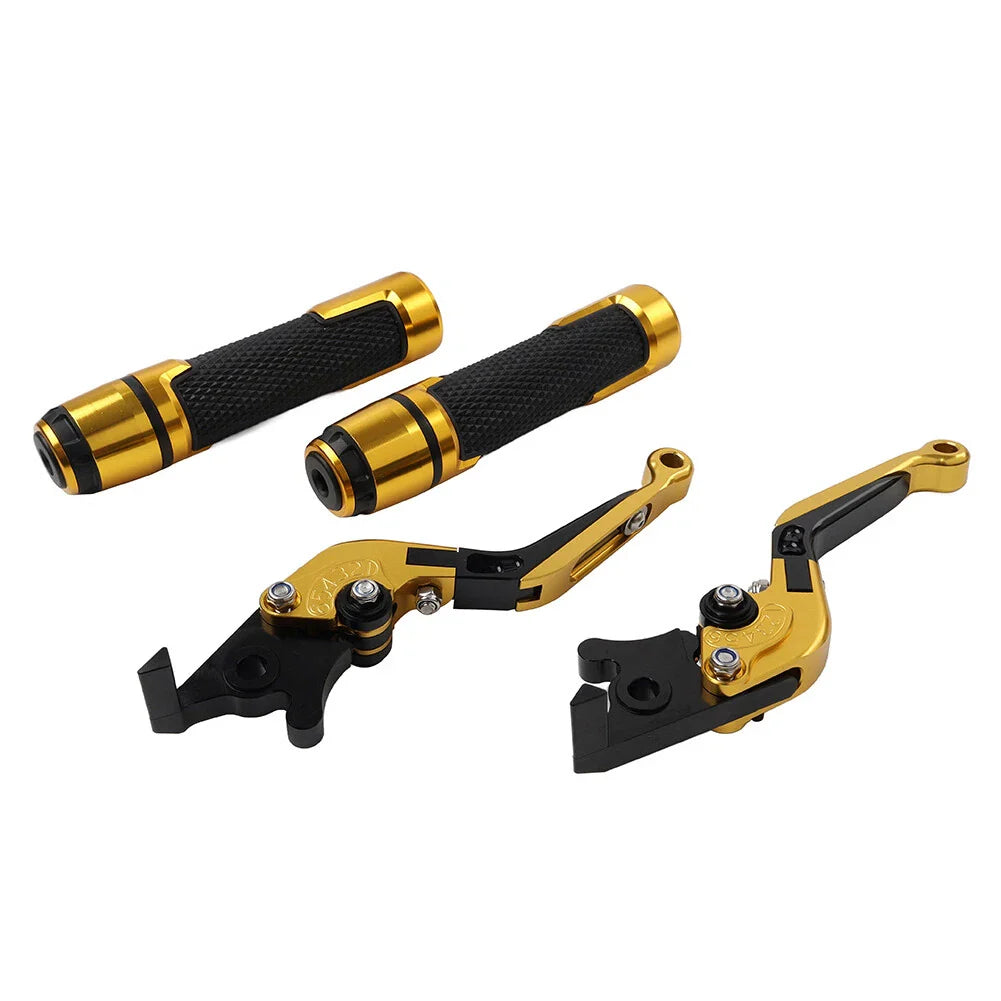 Gold Extendable Brake Clutch Levers & Handlebar Grips for BMW F900R (2020-2023)