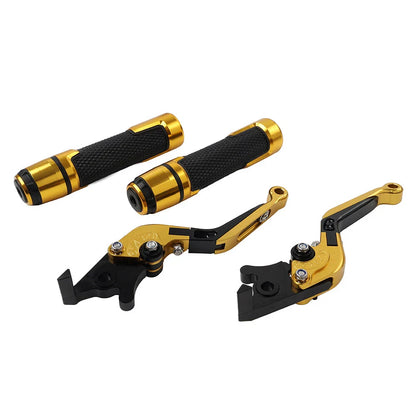 Gold Extendable Brake Clutch Levers & Handlebar Grips for BMW F900R (2020-2023)