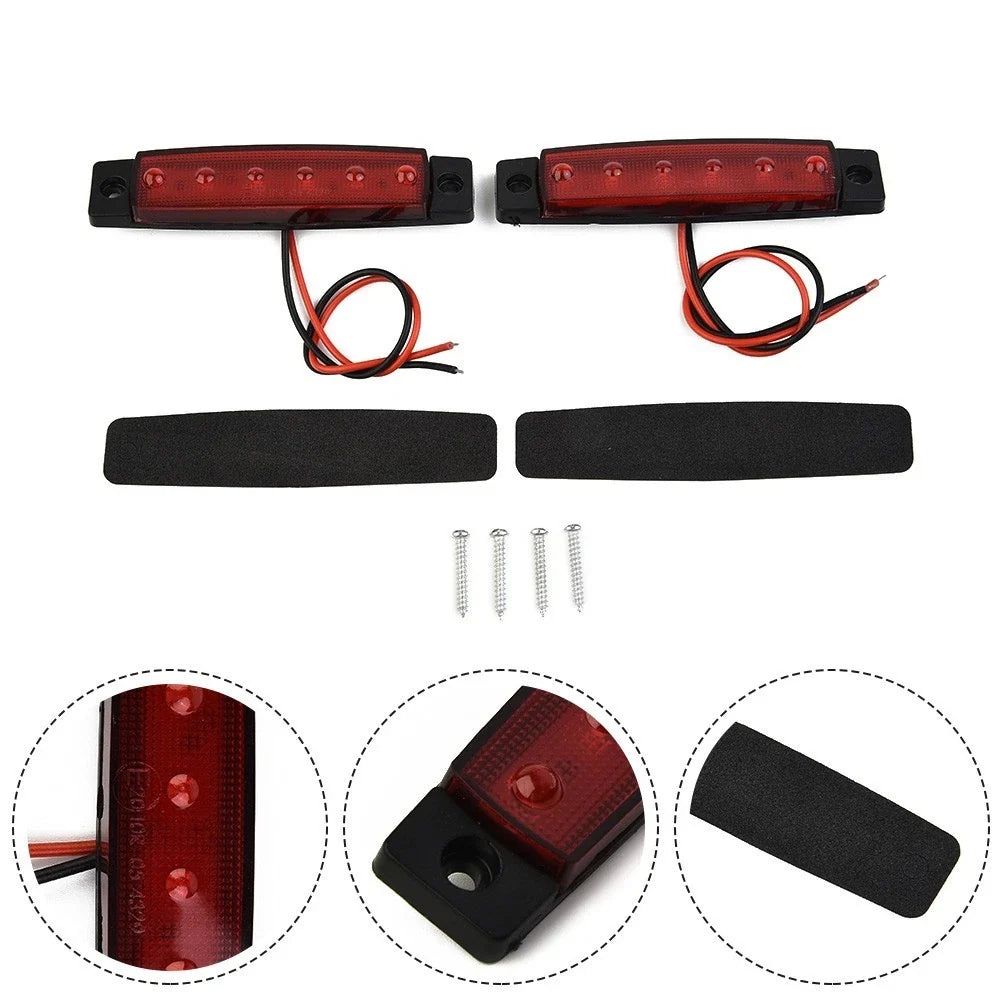 2X 6 LED Red Sealed Turn Brake Stop Tail Light for Truck Trailer RV Boat