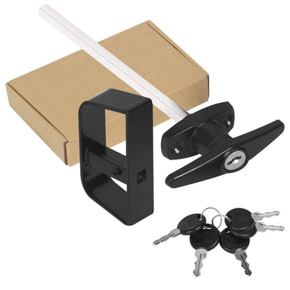 T-Handle Lock Kit for Shed Door with 5 Keys, 7.5 Inch, Black