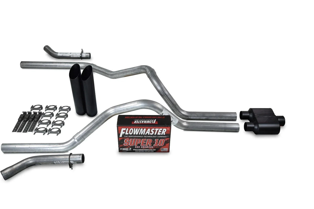 2.5" Dual Exhaust Kit for Ford F150 (2015–2020) - Flowmaster Super 10, Black Tip