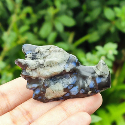 2" Natural Hand Carved Dragon Skull Quartz Crystal Gem for Healing