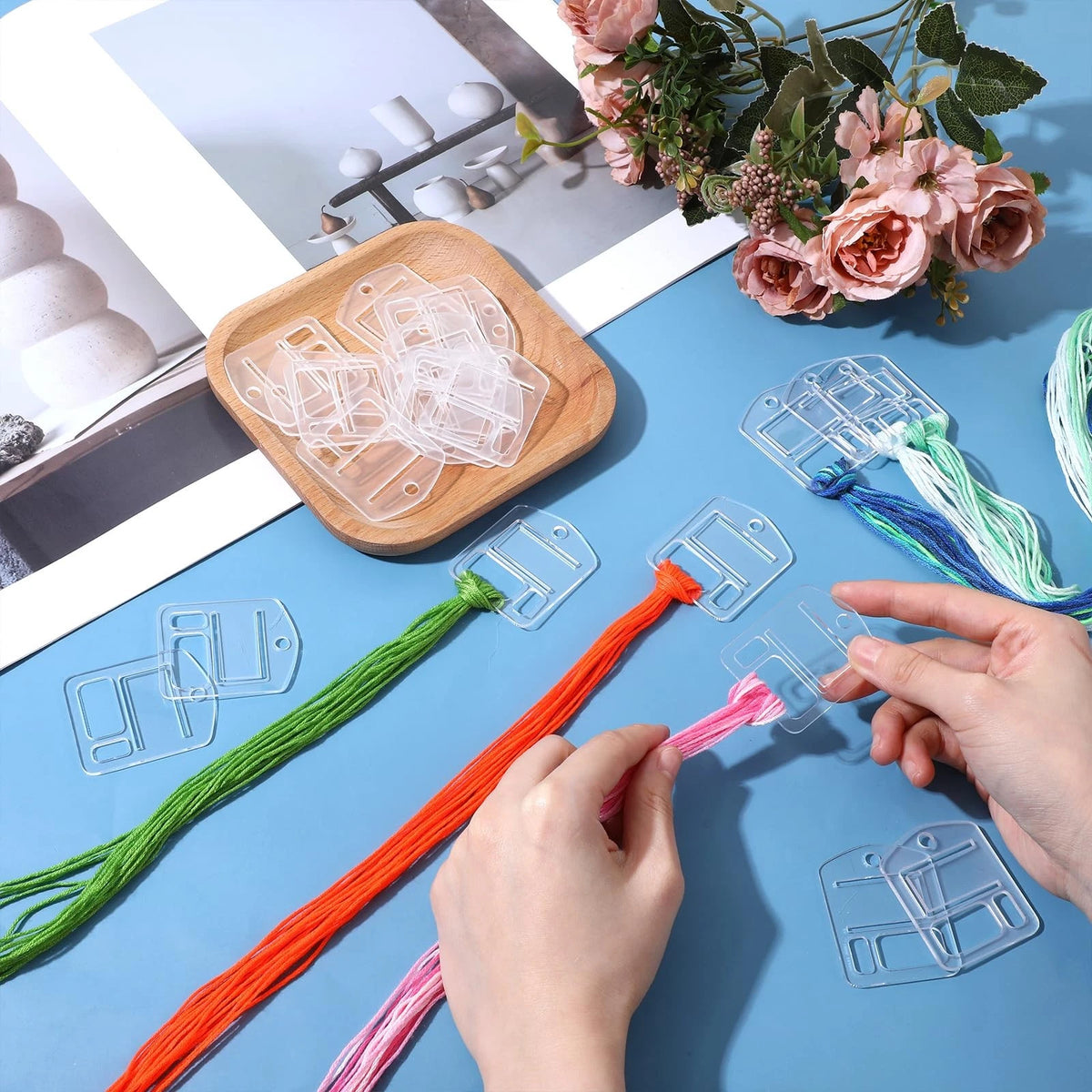 30Pcs Acrylic Thread Drops for 4x5cm